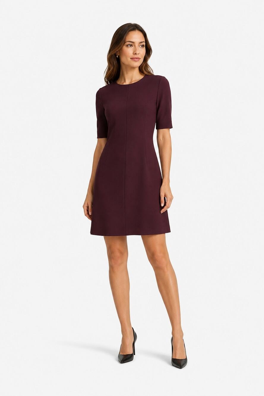 M.M.Lafleur Emily Dress In Claret WonderTex A-line Tailored Fit‎ Size 8 R